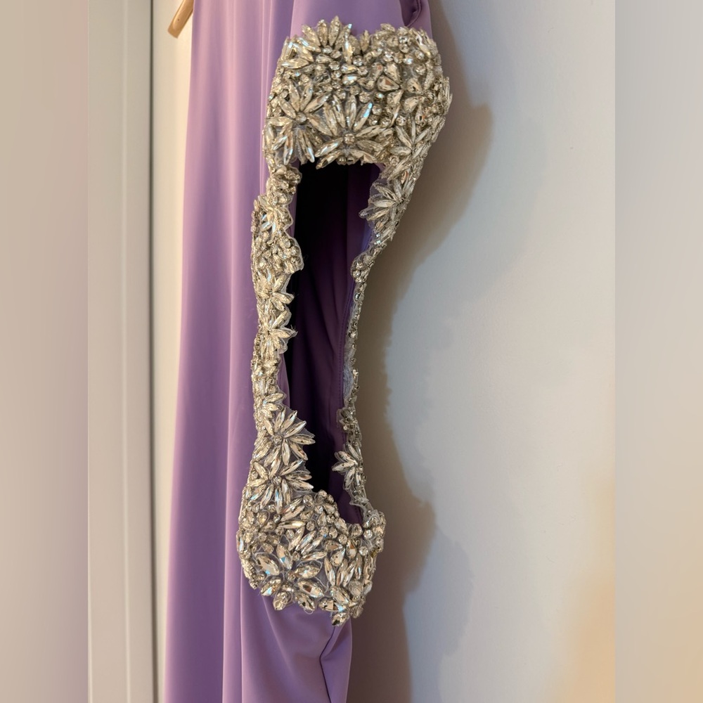 NWOT BRONX AND BANCO Camila Lilac Rhinestone Cutout Maxi Dres, Evening Gown - Picture 9 of 14